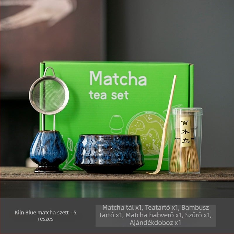 Japán kerámiájú matcha tál habverővel – teaceremónia készlet, 400 ml