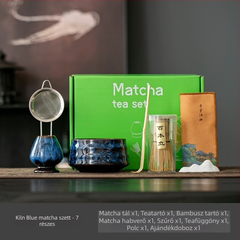 Japán kerámiájú matcha tál habverővel – teaceremónia készlet, 400 ml