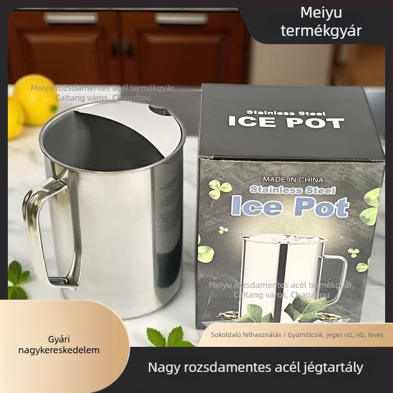 Rozsdamentes acélból készült nagy kapacitású hidegvíz-kancsó, sokoldalú jégkockás, gyümölcslé, víz és leves számára