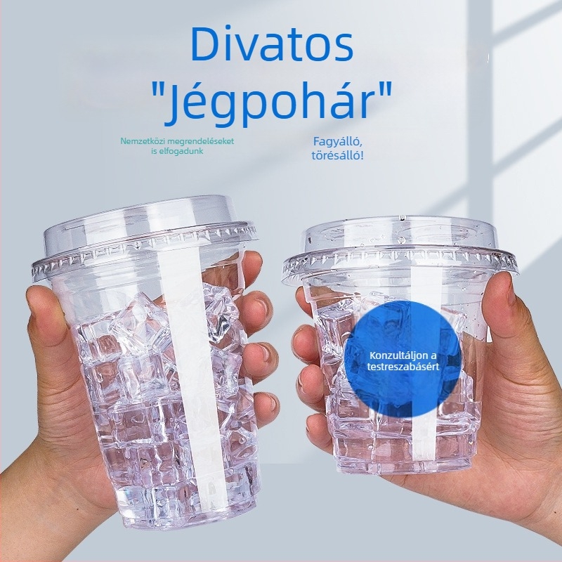 Egyszer használatos kávés pohár, 98 mm-es átmérővel, ideális jegeskávéhoz és hideg italokhoz, elvihető, 500–700 ml