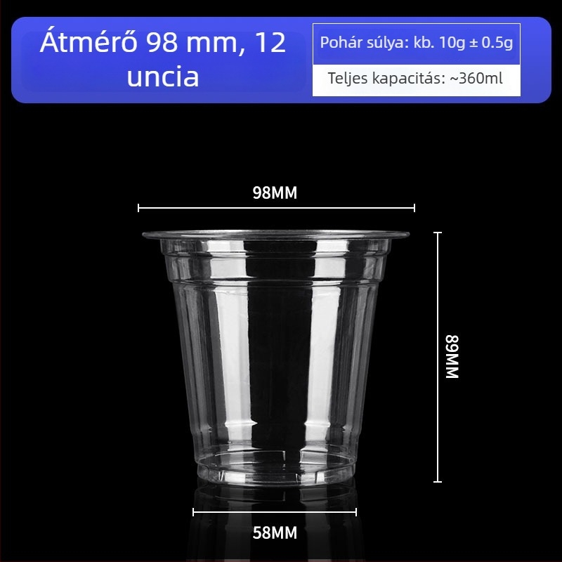 Egyszer használatos kávés pohár, 98 mm-es átmérővel, ideális jegeskávéhoz és hideg italokhoz, elvihető, 500–700 ml