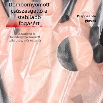 Egyszer használatos kesztyűk éttermi és otthoni használatra, vastagabb PE fólia, tartós átlátszó kesztyűk, nagy méret, élelmiszer-kezeléshez