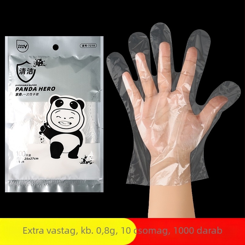Egyszer használatos kesztyűk éttermi és otthoni használatra, vastagabb PE fólia, tartós átlátszó kesztyűk, nagy méret, élelmiszer-kezeléshez