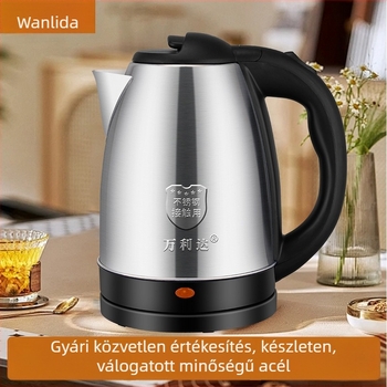 Wanlida elektromos vízforraló, 2 L, rozsdamentes acél, automatikus kikapcsolás, 1500 W, gyors felfűtés