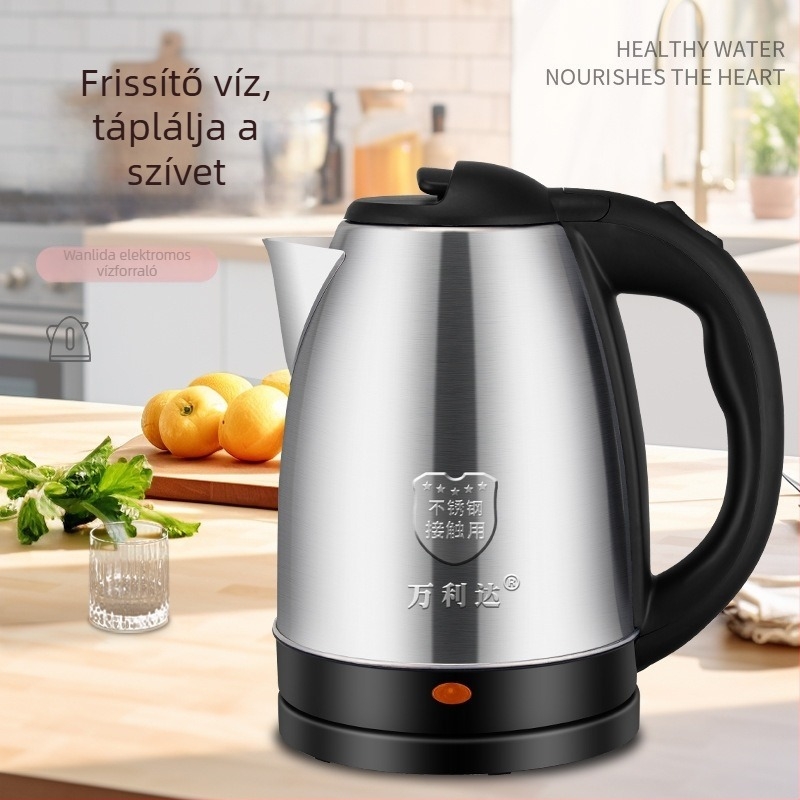 Wanlida elektromos vízforraló, 2 L, rozsdamentes acél, automatikus kikapcsolás, 1500 W, gyors felfűtés
