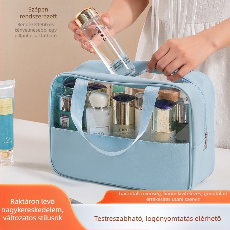 PVC patchwork kozmetikai neszeszer, utazási tároló táska, nagy kapacitású