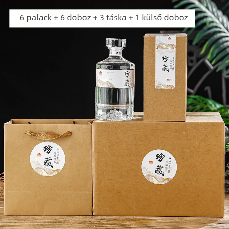 Átlátszó üvegek borosüvegek fedéllel, dobozos készlet otthoni borkészítéshez és esküvői rendezvényekhez