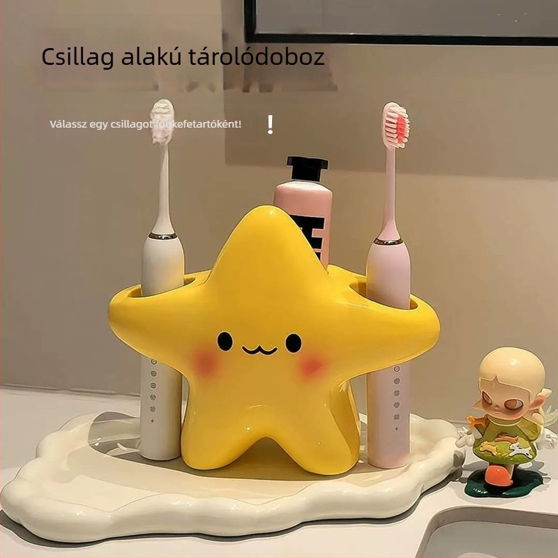 Csillag alakú elektromos fogkefetartó, falra szerelhető fürdőszobai tároló