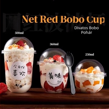 360 ml-es egyszer használatos desszert pohár boba teához és sundae-hoz, U-formájú teás pohár