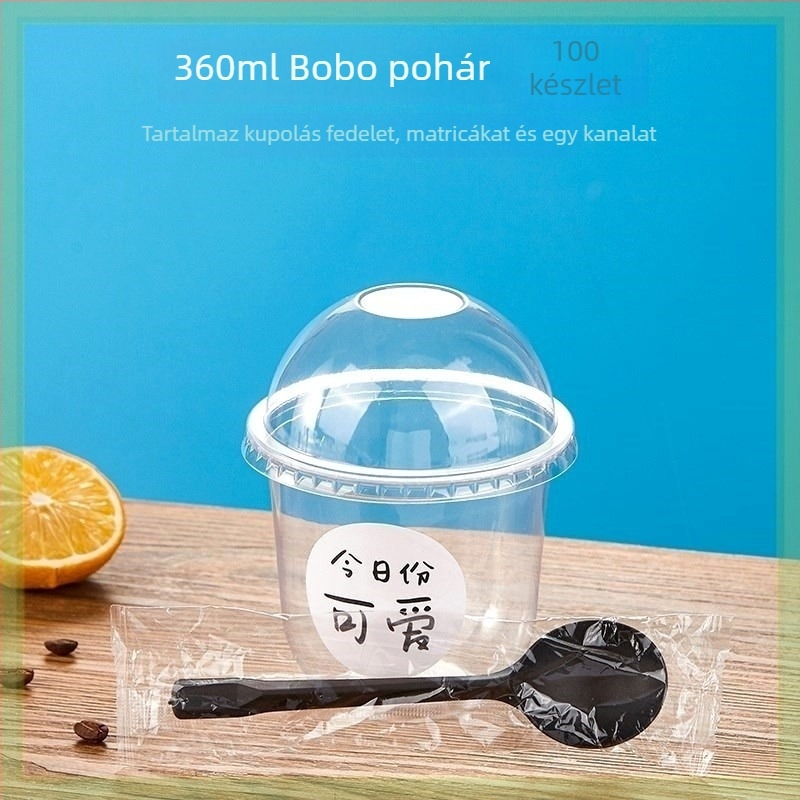 360 ml-es egyszer használatos desszert pohár boba teához és sundae-hoz, U-formájú teás pohár