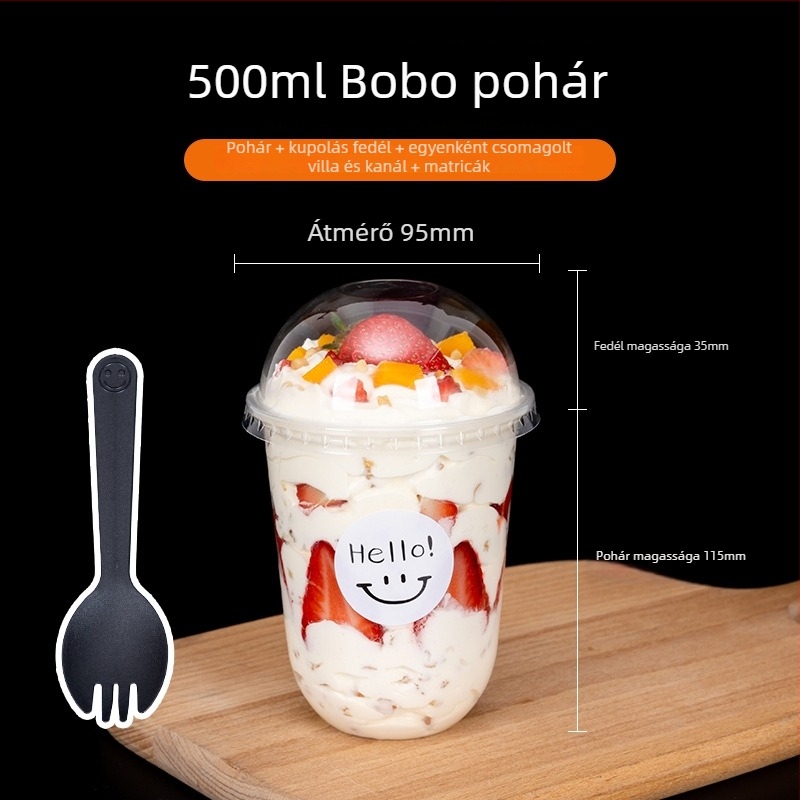 360 ml-es egyszer használatos desszert pohár boba teához és sundae-hoz, U-formájú teás pohár