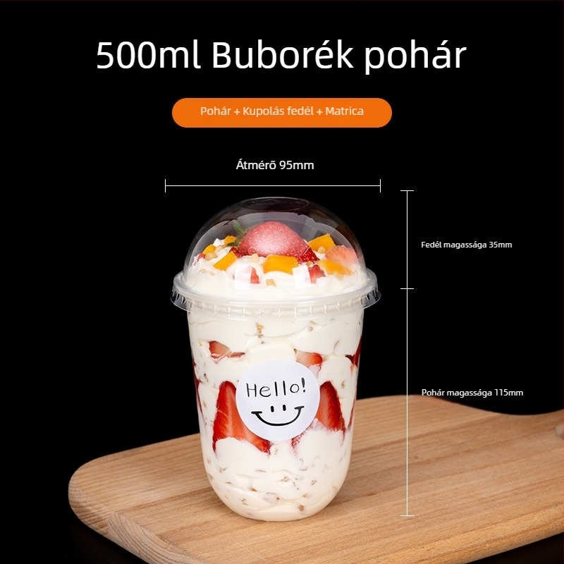 360 ml-es egyszer használatos desszert pohár boba teához és sundae-hoz, U-formájú teás pohár