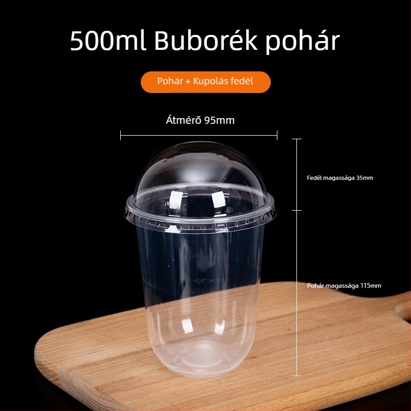360 ml-es egyszer használatos desszert pohár boba teához és sundae-hoz, U-formájú teás pohár