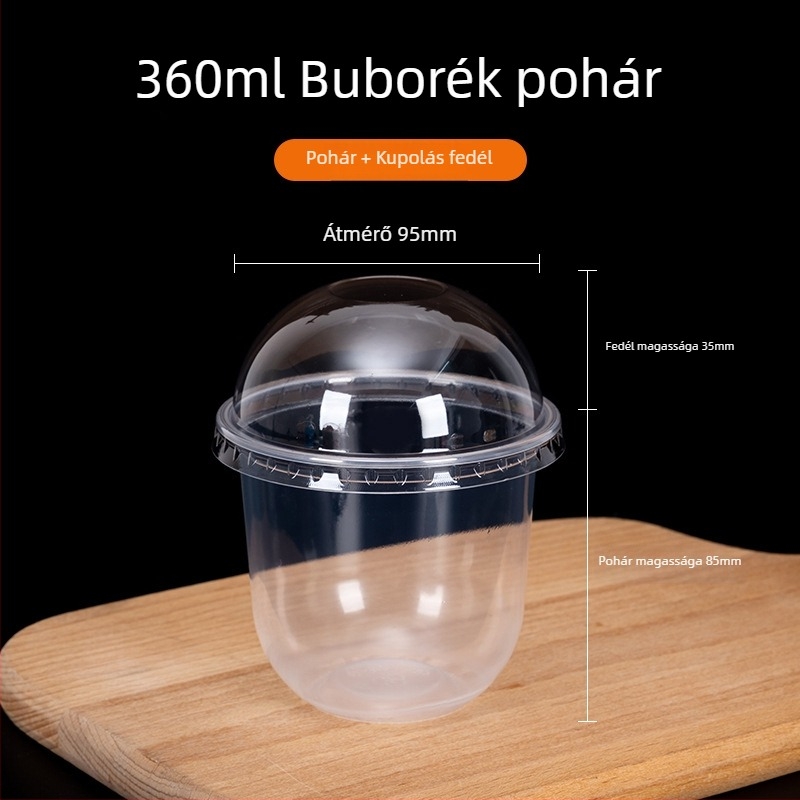 360 ml-es egyszer használatos desszert pohár boba teához és sundae-hoz, U-formájú teás pohár