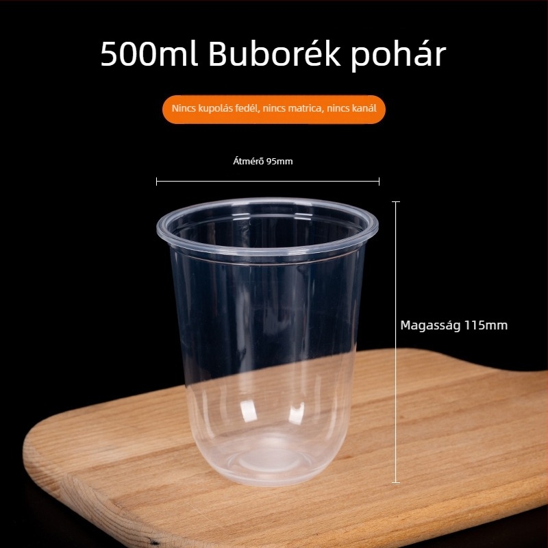 360 ml-es egyszer használatos desszert pohár boba teához és sundae-hoz, U-formájú teás pohár