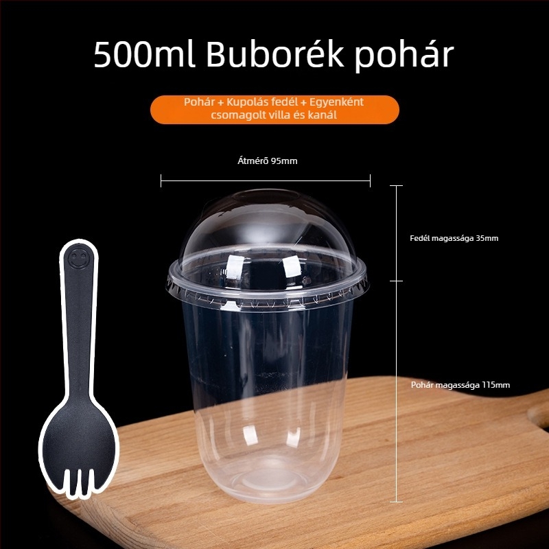 360 ml-es egyszer használatos desszert pohár boba teához és sundae-hoz, U-formájú teás pohár