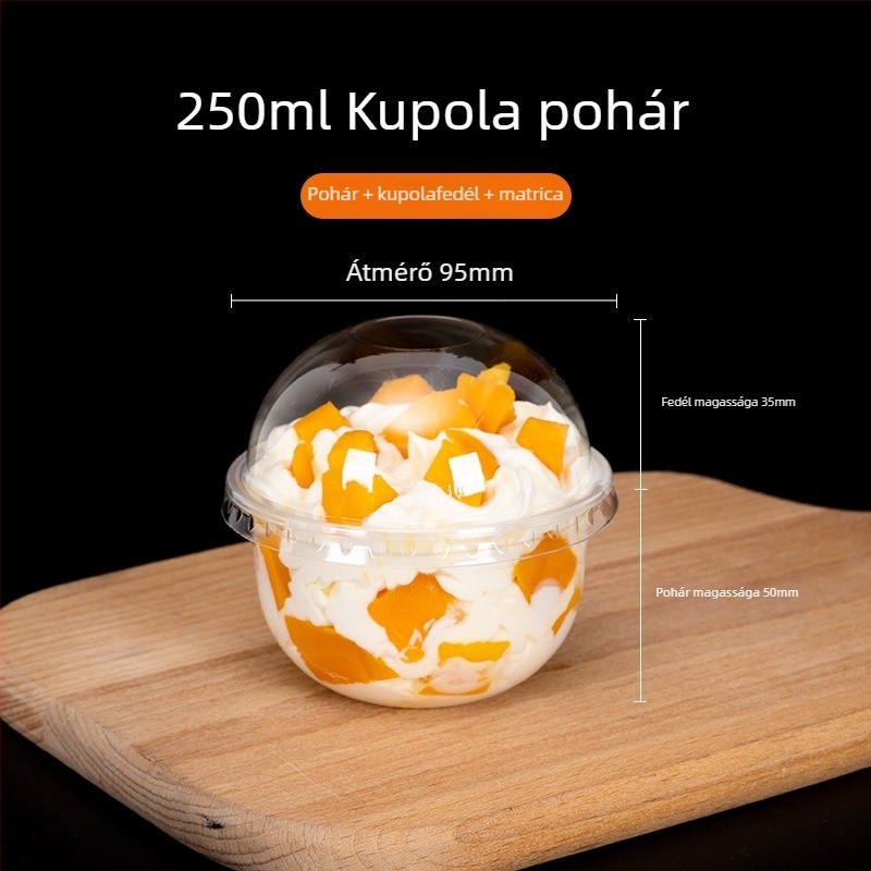 360 ml-es egyszer használatos desszert pohár boba teához és sundae-hoz, U-formájú teás pohár