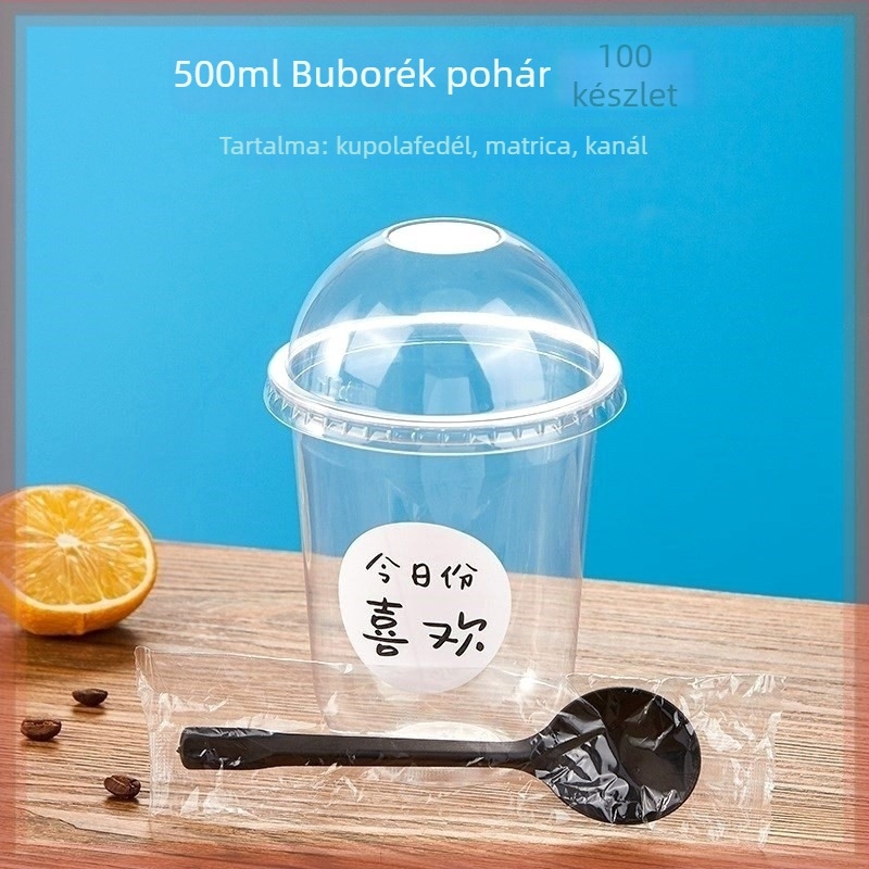 360 ml-es egyszer használatos desszert pohár boba teához és sundae-hoz, U-formájú teás pohár