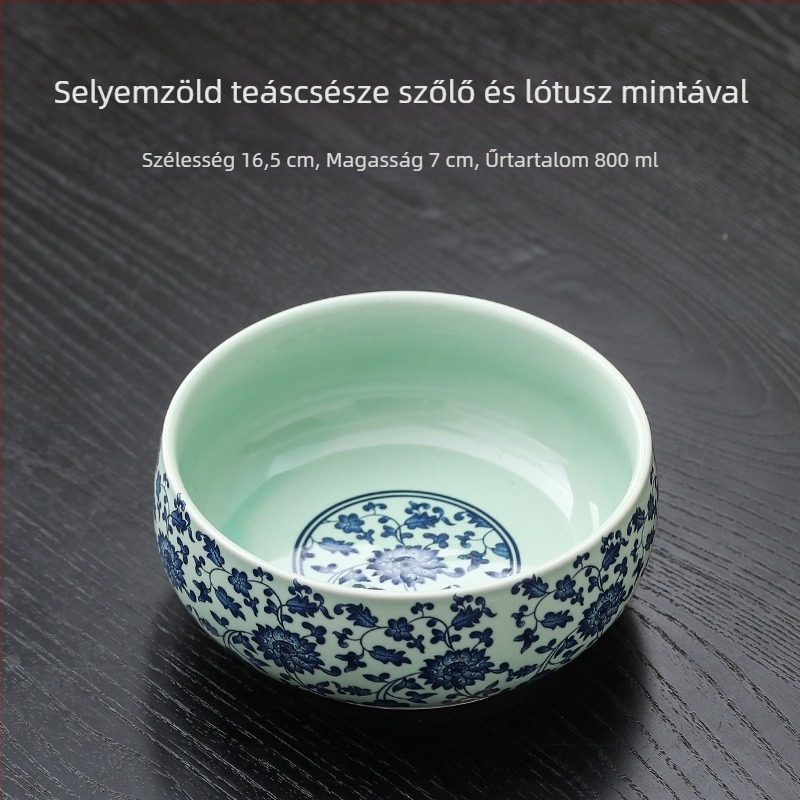 Nagy méretű fehér porcelán teáskészlet otthoni használatra, tartalmaz teáscsészéket, teás tálakat, víztálat, ecsetmosót, teás eszközöket és teás tálcát