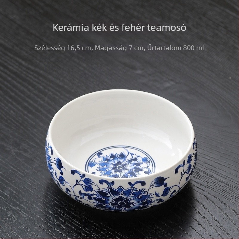 Nagy méretű fehér porcelán teáskészlet otthoni használatra, tartalmaz teáscsészéket, teás tálakat, víztálat, ecsetmosót, teás eszközöket és teás tálcát