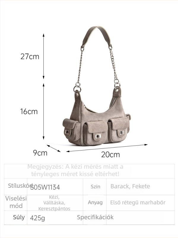 Chanel-stílusú alkar-táska kockázott hímzéssel, luxus, koreai verzió, első réteg marhabőrből, női válltáska, több zsebbel