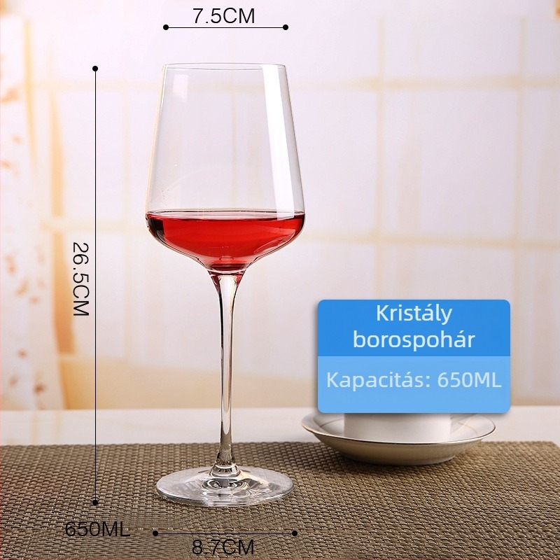 Kristály vörösboros pohár készlet, 6–10 darab, 301-400 ml, hosszú szárú poharak