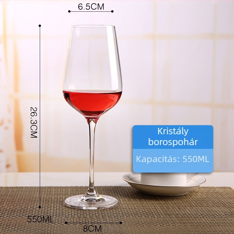 Kristály vörösboros pohár készlet, 6–10 darab, 301-400 ml, hosszú szárú poharak