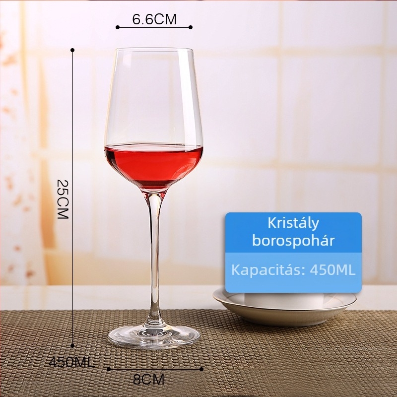 Kristály vörösboros pohár készlet, 6–10 darab, 301-400 ml, hosszú szárú poharak
