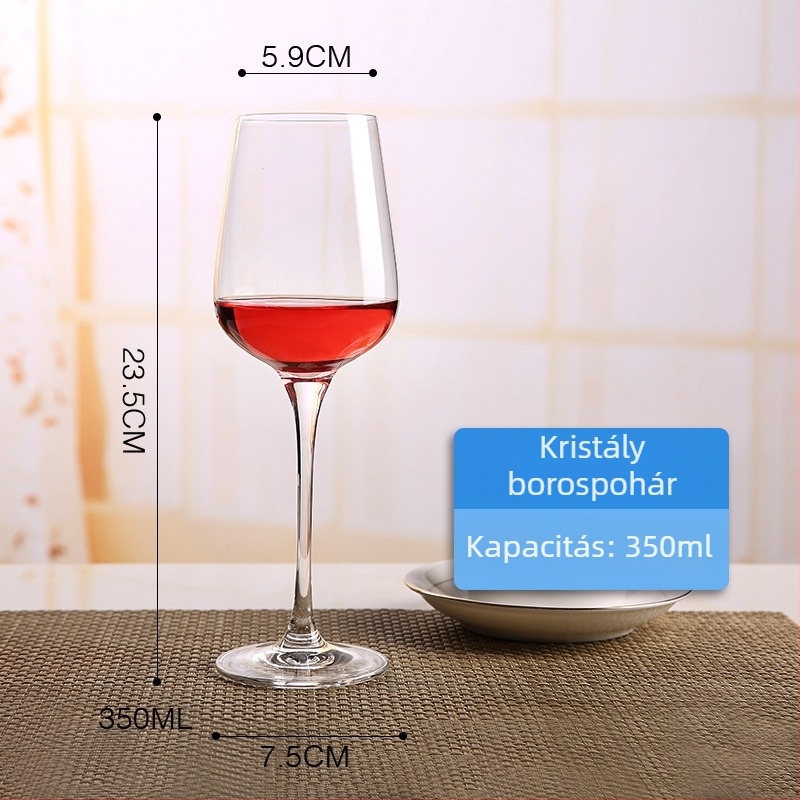 Kristály vörösboros pohár készlet, 6–10 darab, 301-400 ml, hosszú szárú poharak