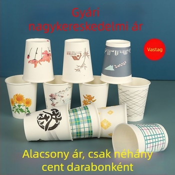 Egyszer használatos papír pohár vastabb peremmel, 201–300 ml, otthonra és irodába, esküvőkre; logó nyomás elérhető.