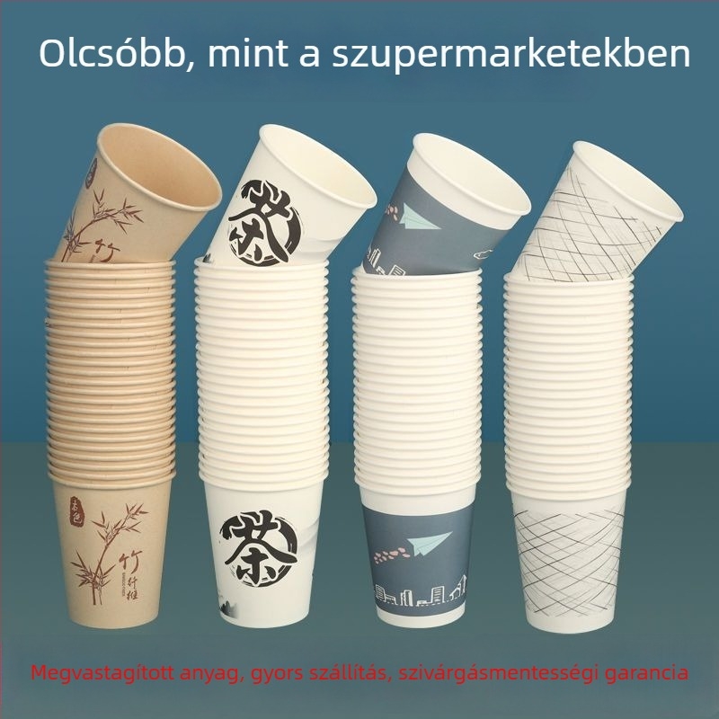 Egyszer használatos papír pohár vastabb peremmel, 201–300 ml, otthonra és irodába, esküvőkre; logó nyomás elérhető.