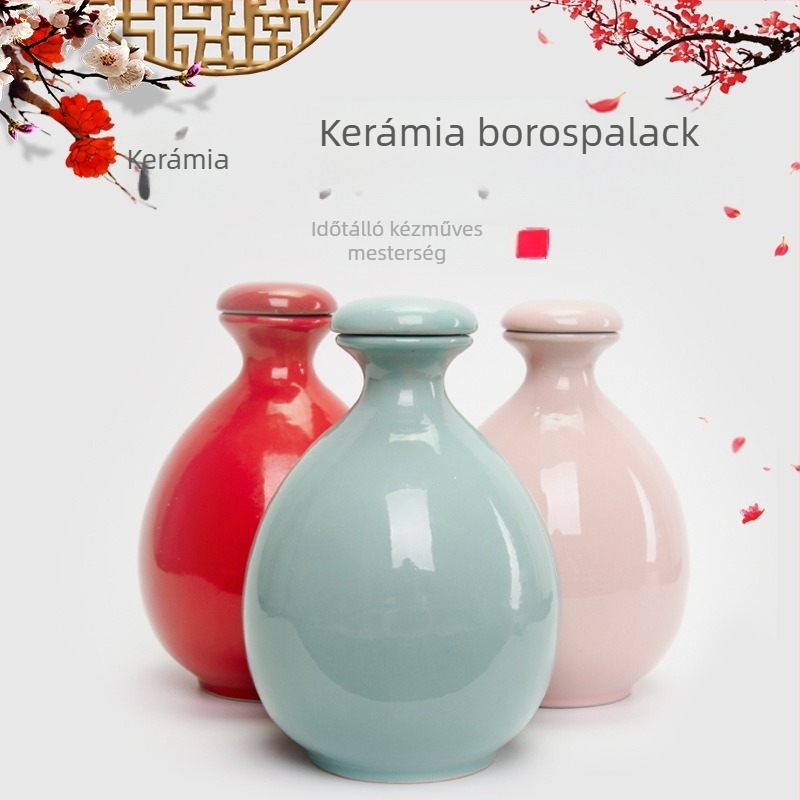 Piros kerámia borosüveg, 500 ml, antik hatású