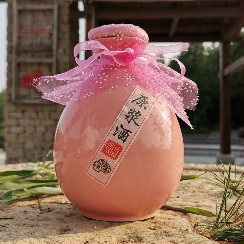 Piros kerámia borosüveg, 500 ml, antik hatású