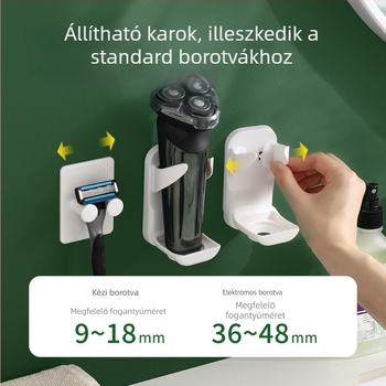 FaSoLa lyukasztás nélküli borotvafogó és elektromos borotva tárolópolc a fürdőszobában
