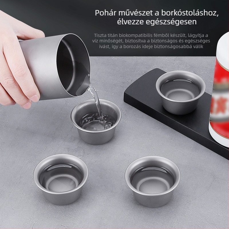 Kültéri tiszta titán egyrétegű kis boros pohár és Kung Fu tea készlet