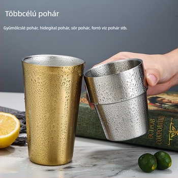 Egyrétegű 304 rozsdamentes acél söröspohár, 400–500 ml, egyedi gravírozás