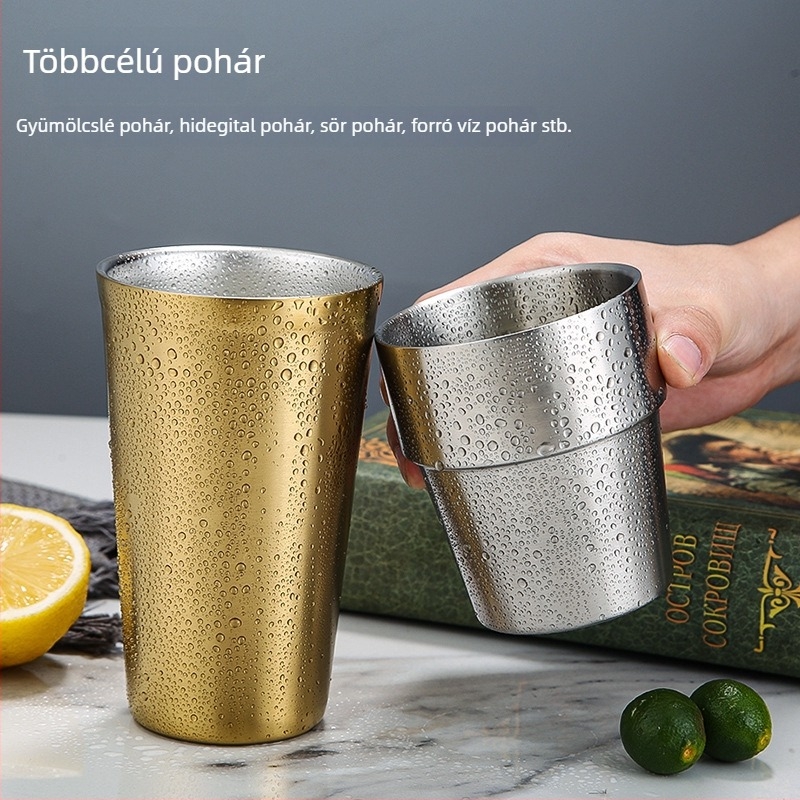 Egyrétegű 304 rozsdamentes acél söröspohár, 400–500 ml, egyedi gravírozás