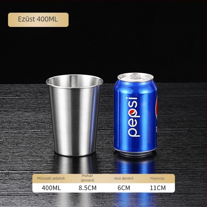 Egyrétegű 304 rozsdamentes acél söröspohár, 400–500 ml, egyedi gravírozás