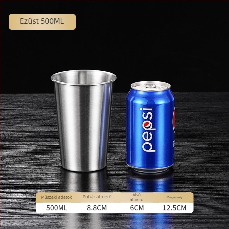 Egyrétegű 304 rozsdamentes acél söröspohár, 400–500 ml, egyedi gravírozás