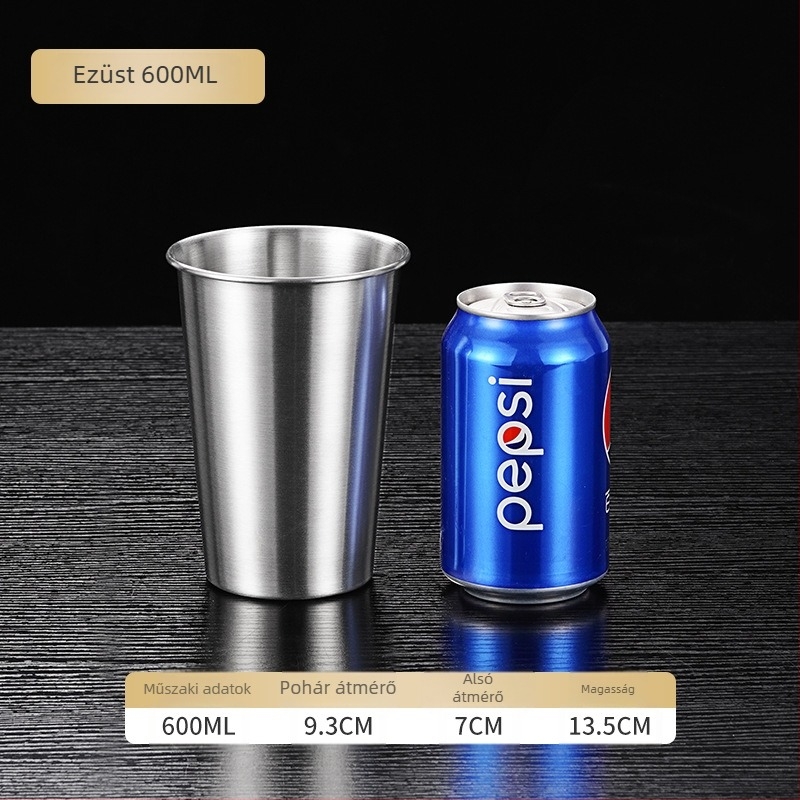 Egyrétegű 304 rozsdamentes acél söröspohár, 400–500 ml, egyedi gravírozás