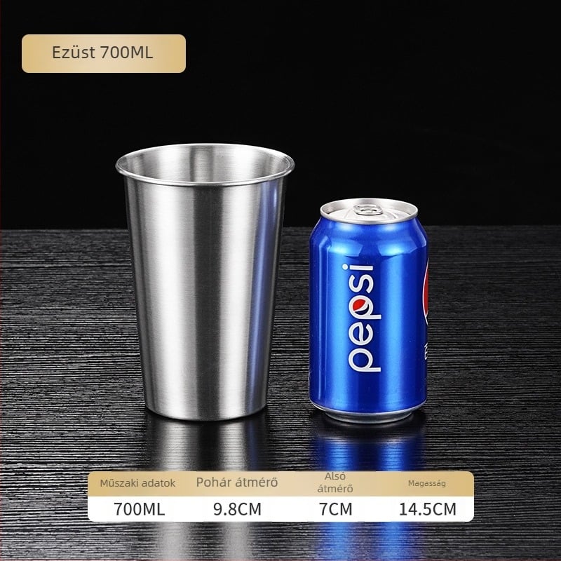 Egyrétegű 304 rozsdamentes acél söröspohár, 400–500 ml, egyedi gravírozás