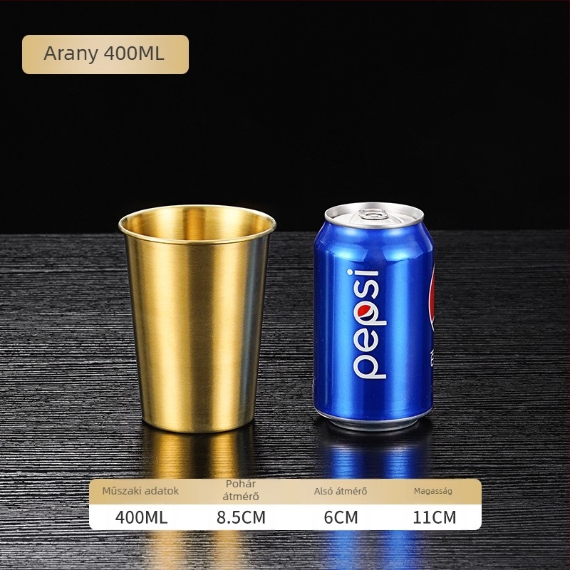 Egyrétegű 304 rozsdamentes acél söröspohár, 400–500 ml, egyedi gravírozás