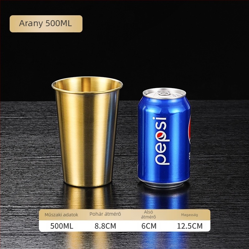 Egyrétegű 304 rozsdamentes acél söröspohár, 400–500 ml, egyedi gravírozás