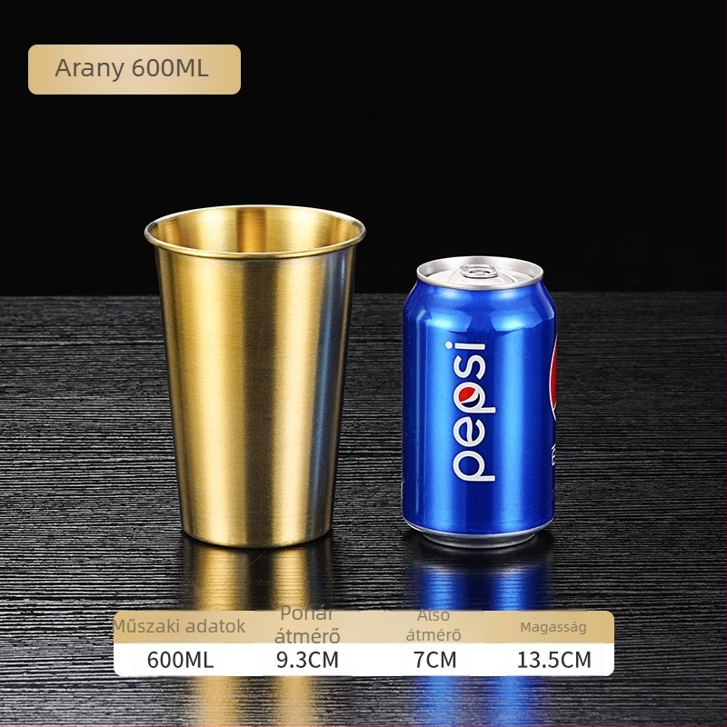 Egyrétegű 304 rozsdamentes acél söröspohár, 400–500 ml, egyedi gravírozás