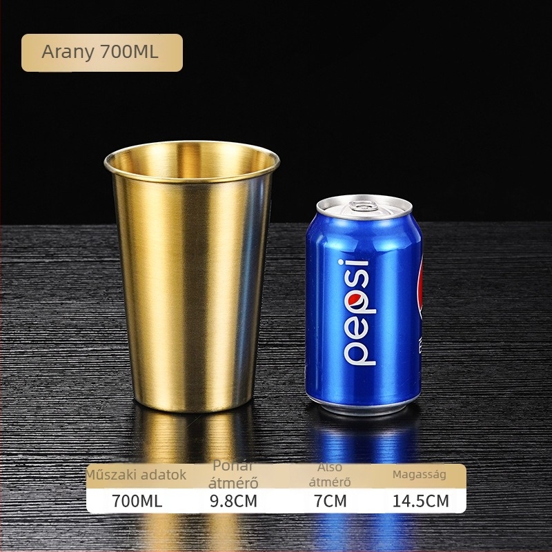 Egyrétegű 304 rozsdamentes acél söröspohár, 400–500 ml, egyedi gravírozás