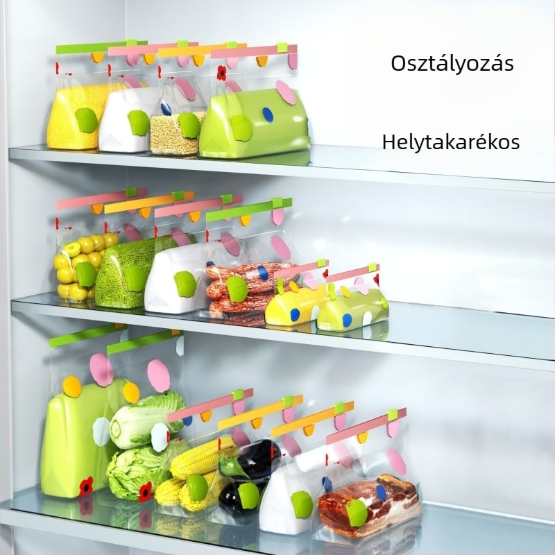 Élelmiszer-minőségű zárható tasak, vastagabb háztartási zipzáras tasak, zárható tasak hűtőszekrényhez és fagyasztóhoz, porcionalásra
