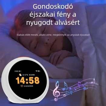 AI Time Treasure robot: beszédalapú intelligens ébresztőóra diákoknak, többfunkciós tanulóeszköz gyerekeknek, mesélő játék