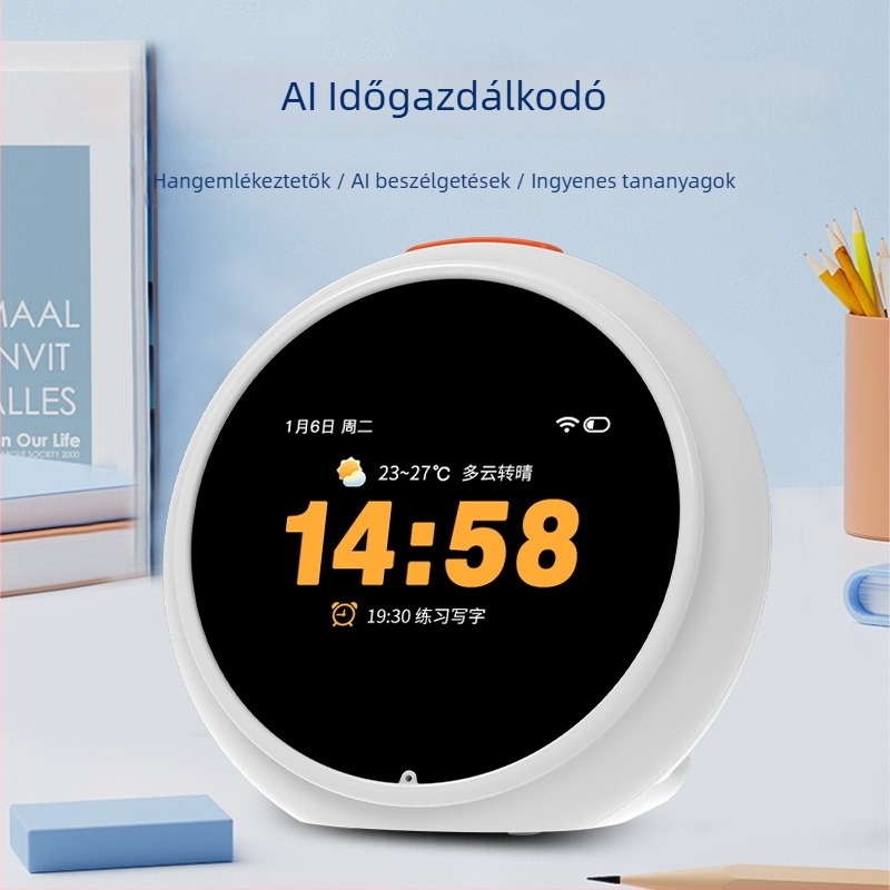 AI Time Treasure robot: beszédalapú intelligens ébresztőóra diákoknak, többfunkciós tanulóeszköz gyerekeknek, mesélő játék