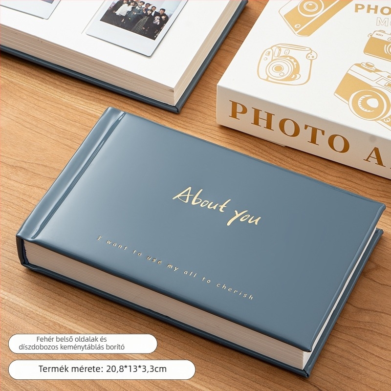 Mini Polaroid fotóalbum kártyaoldalakkal és írható betétekkel – kompakt azonnali fotóalbum