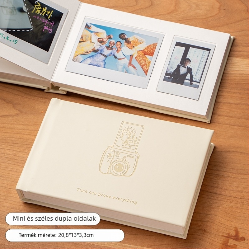 Mini Polaroid fotóalbum kártyaoldalakkal és írható betétekkel – kompakt azonnali fotóalbum